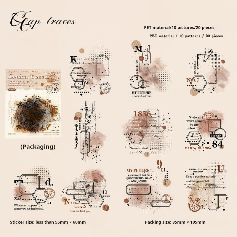 1113 Vintage PET sticker -20Pcs each pack