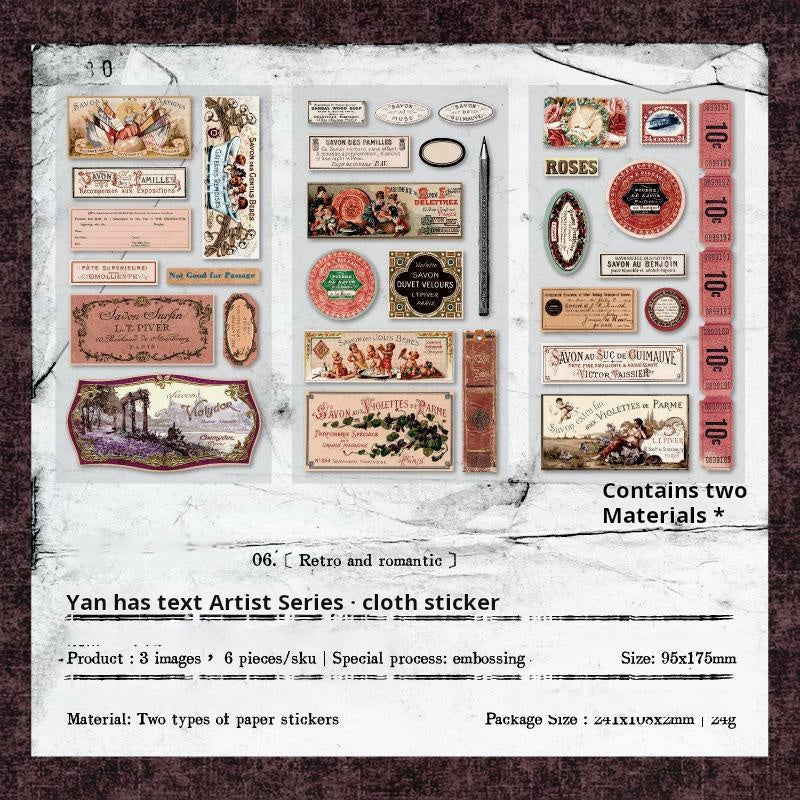 0830 Text label PET Sticker -6Pcs each pack