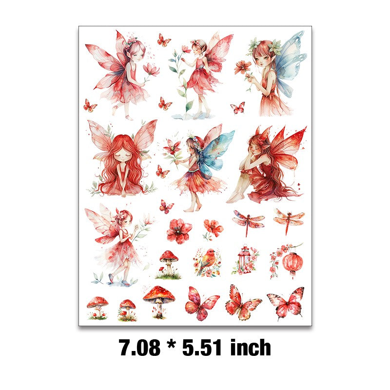 E-196- Red Elf Embossed sticker 1 Pcs