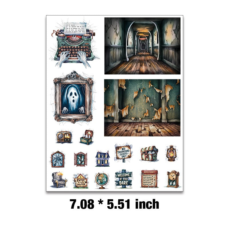 E-72- Haunted House Halloween collection Embossed sticker 1 Pcs