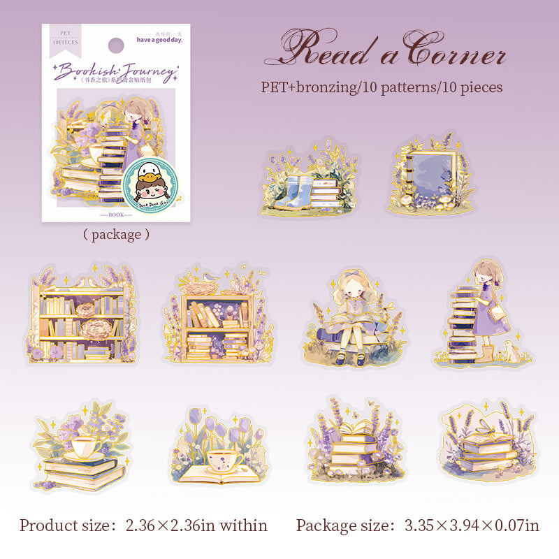 0723 Book PET sticker -10Pcs each pack