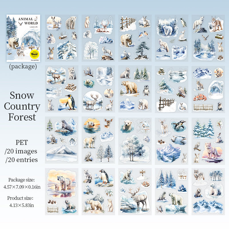 0514 Animal World PET Sticker Book -20Pcs each pack