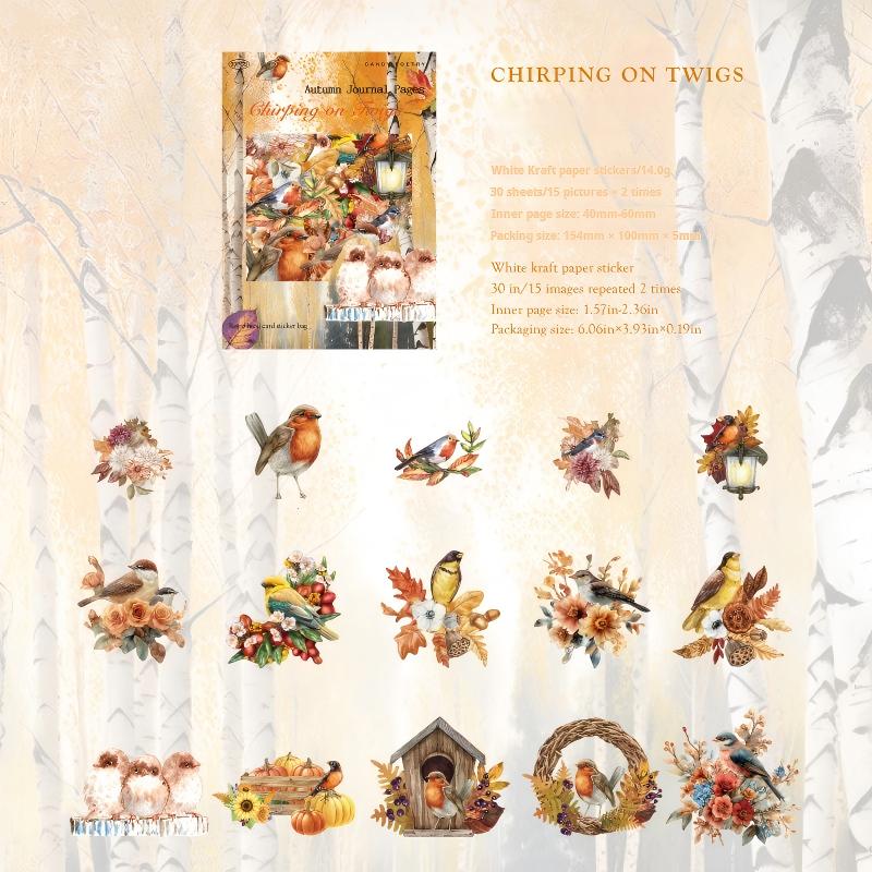 1018 Autumn forest cardstock sticker -30Pcs each pack