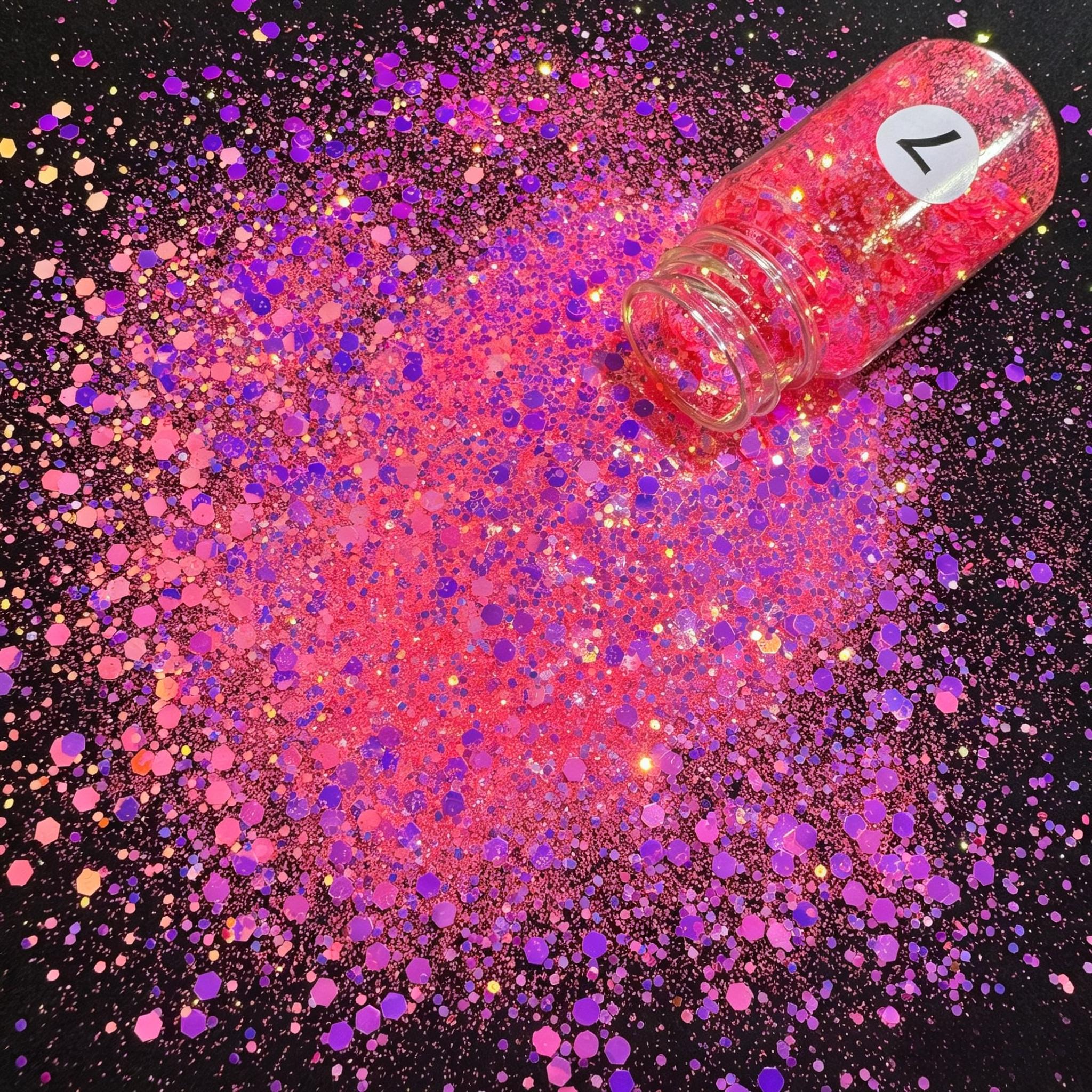 12 Colors Neon Chunky Glitter Set for Journaling & Scrapbooking, Fluorescent Sequins Flakes for Junk Journal, Card Making, DIY Crafts