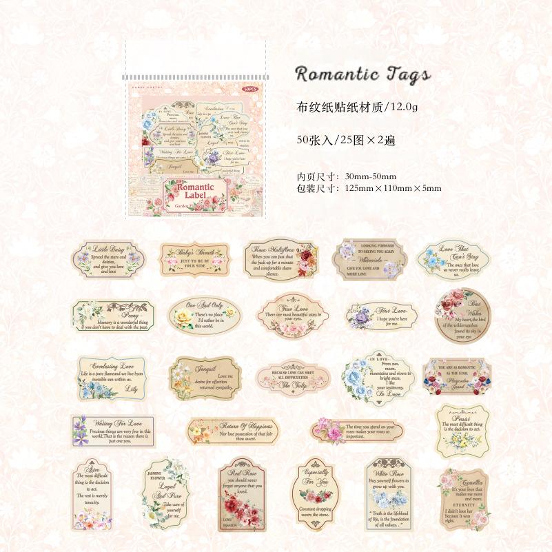 0615 Retro text Sticker -50Pcs each pack
