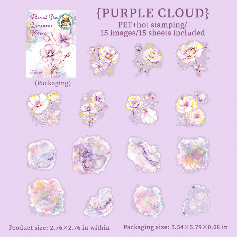 0603 Ink and flower PET sticker -15Pcs each pack