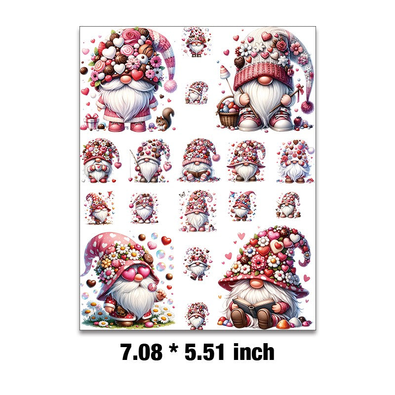 E-123- Chocolate candy gnome Embossed sticker 1 Pcs