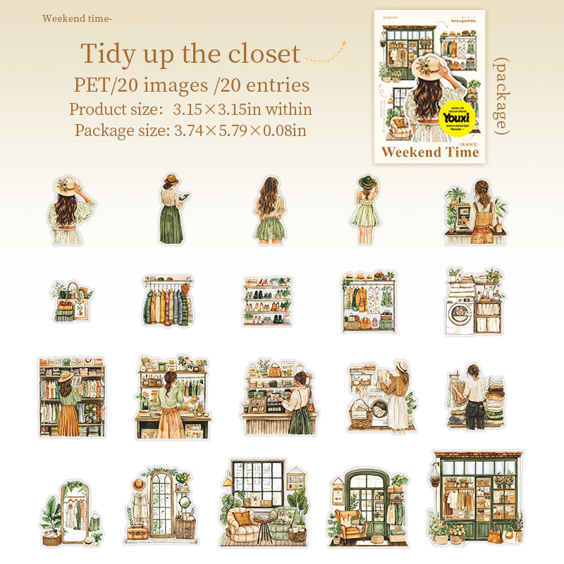 0521 Weekend time PET Sticker -20Pcs each pack