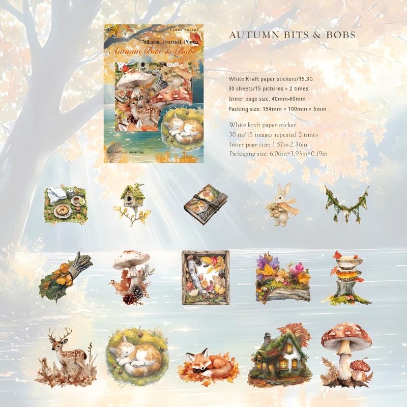 1018 Autumn forest cardstock sticker -30Pcs each pack