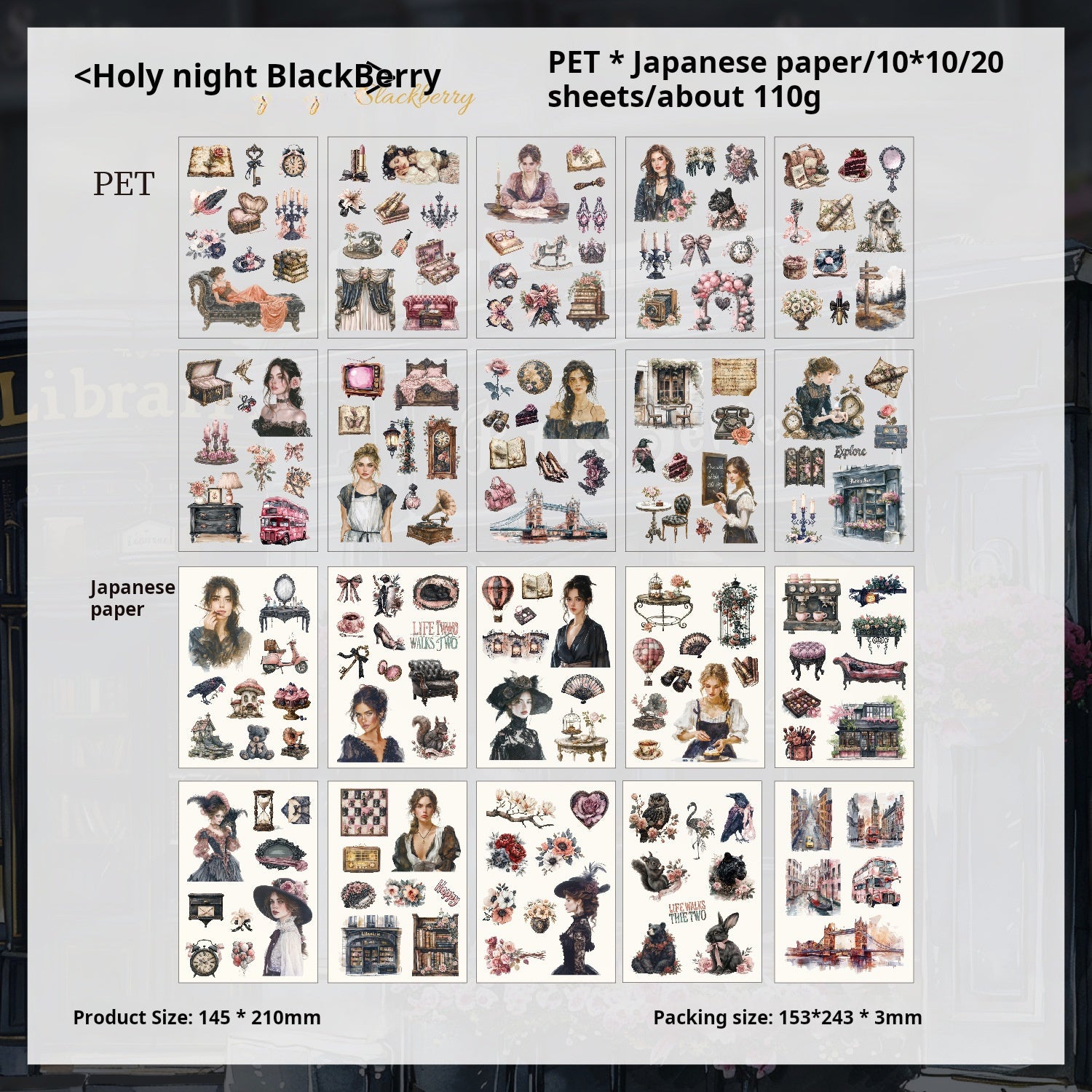 1222 Character PET & Washi sticker Book -20Pcs each pack