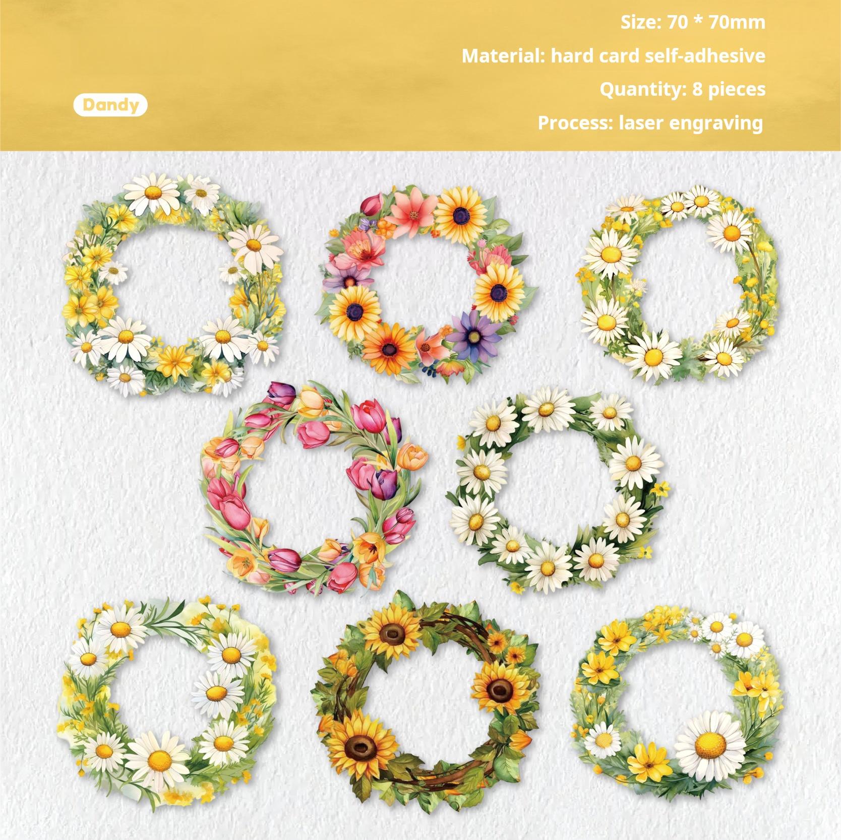0813 Wreath cardstock Sticker -8Pcs each pack