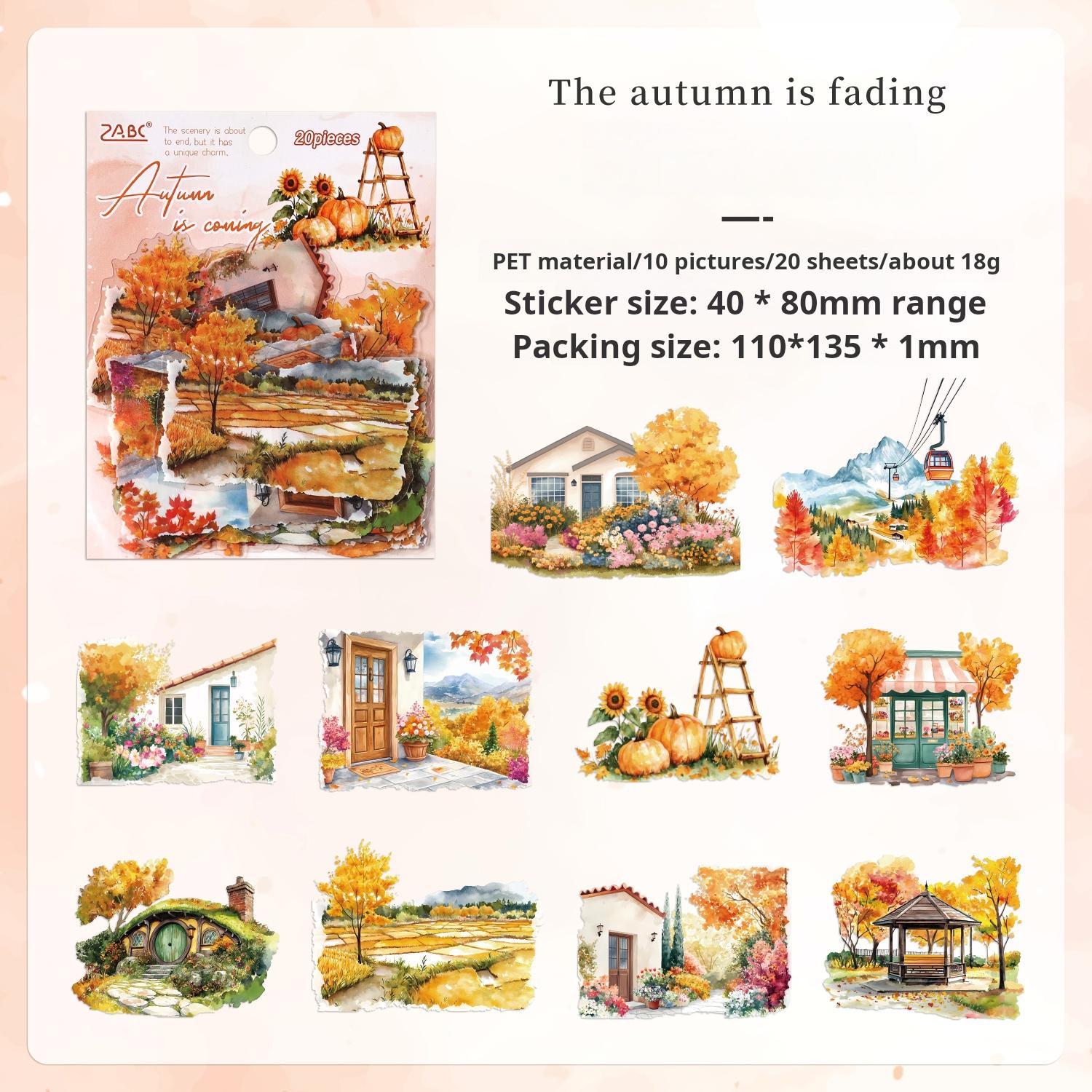 0726 Four seasons scenery PET die cut Sticker -20Pcs each pack