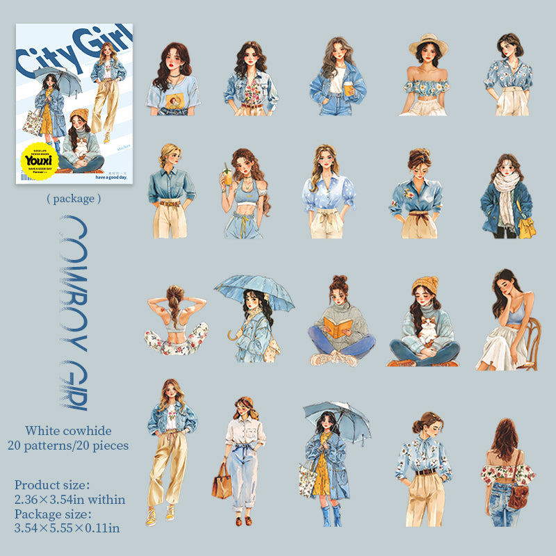 0715 City girl Solid sticker -20Pcs each pack