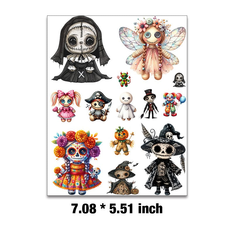 E-136- Halloween doll Embossed sticker 1 Pcs