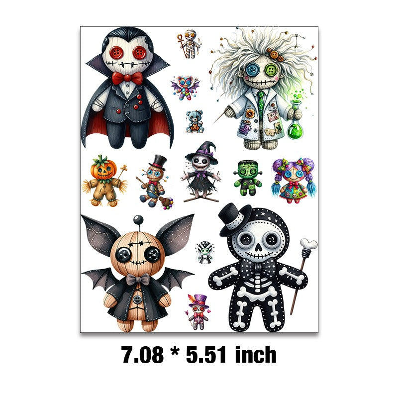 E-137- Halloween doll Embossed sticker 1 Pcs