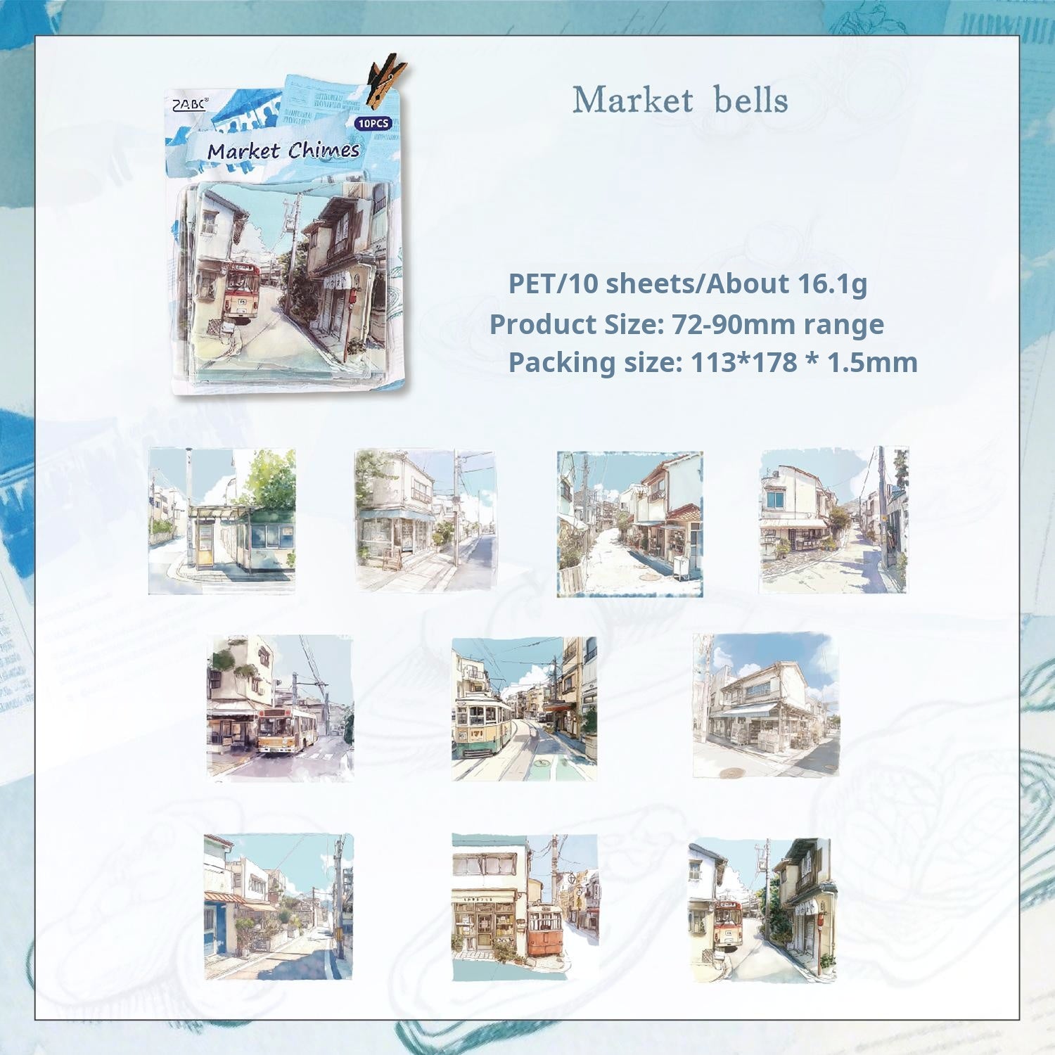 0912 Town Four Seasons PET Sticker -10Pcs each pack