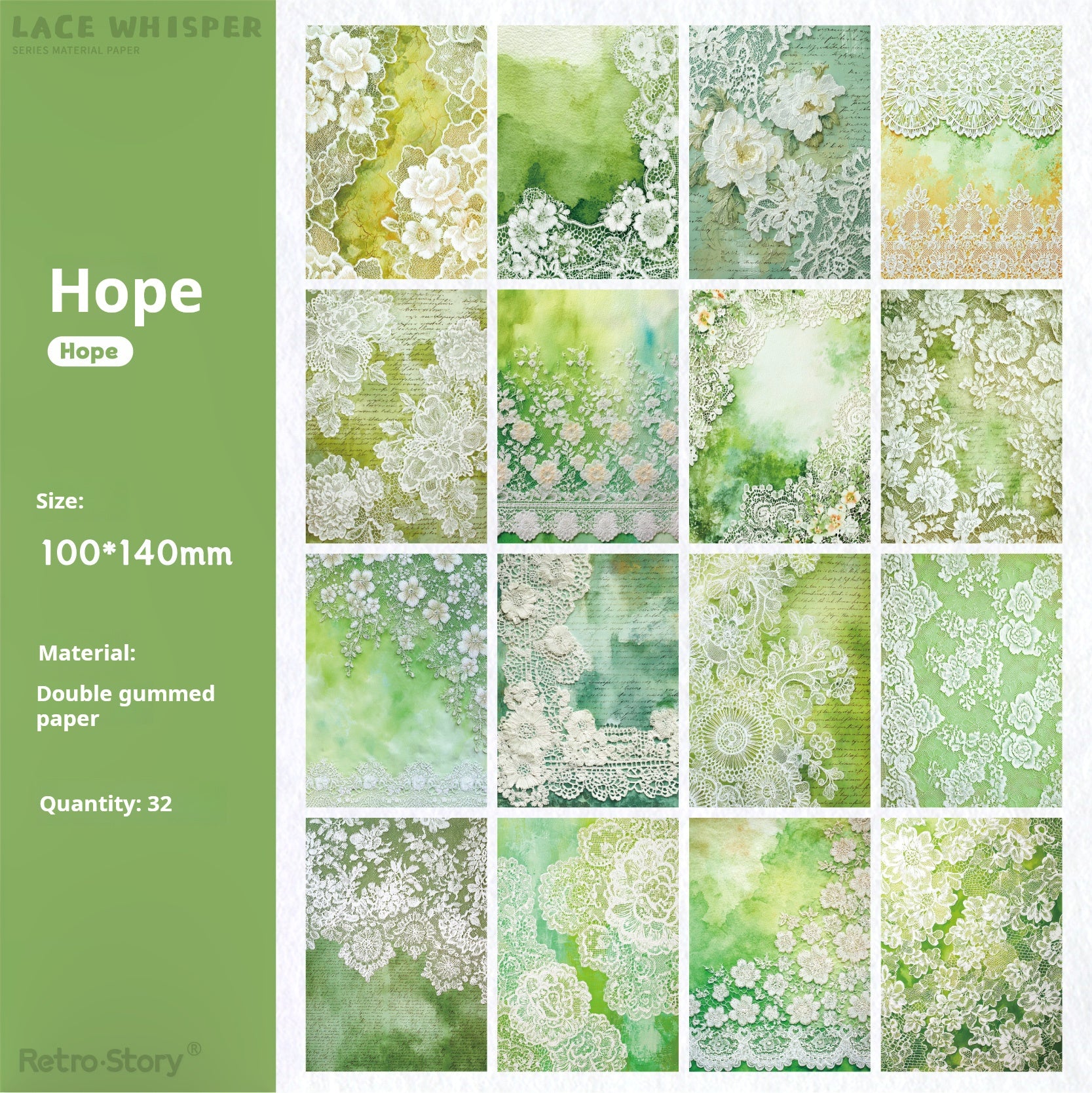 1213 Lace whisper Paper -32Pcs each pack
