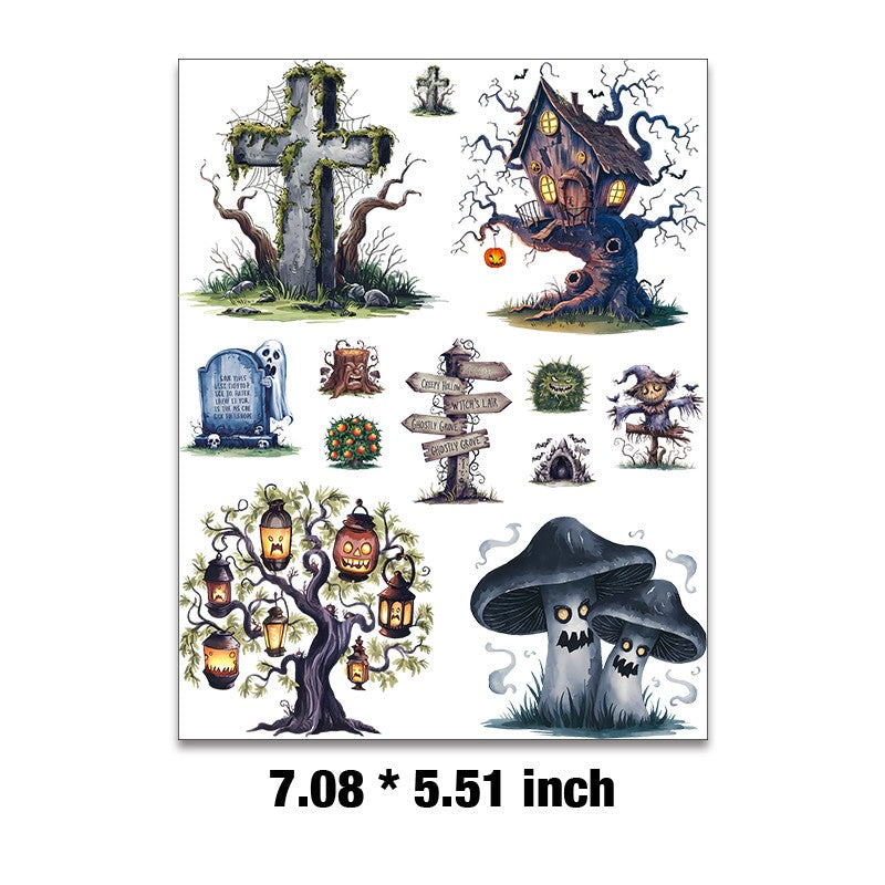 E-139- Ghost forest collection Embossed sticker 1 Pcs