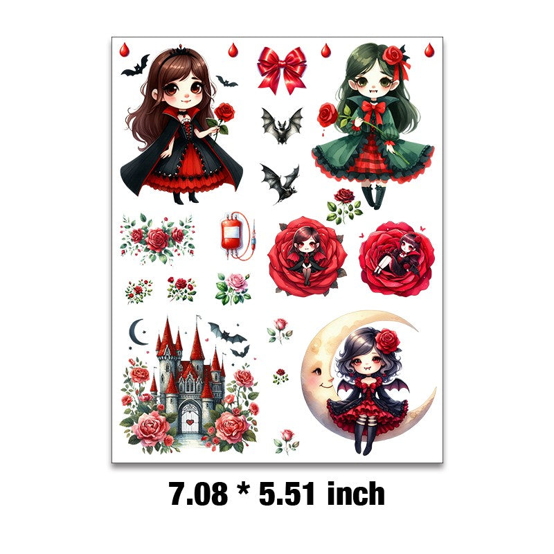 Vampire Girl Collection Embossed Sticker Sheet – 7.08 x 5.51 in, 1 Pc ...
