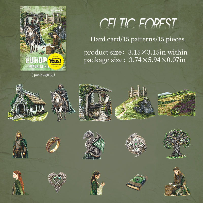 0826 Vintage myth cardstock Sticker -15Pcs each pack