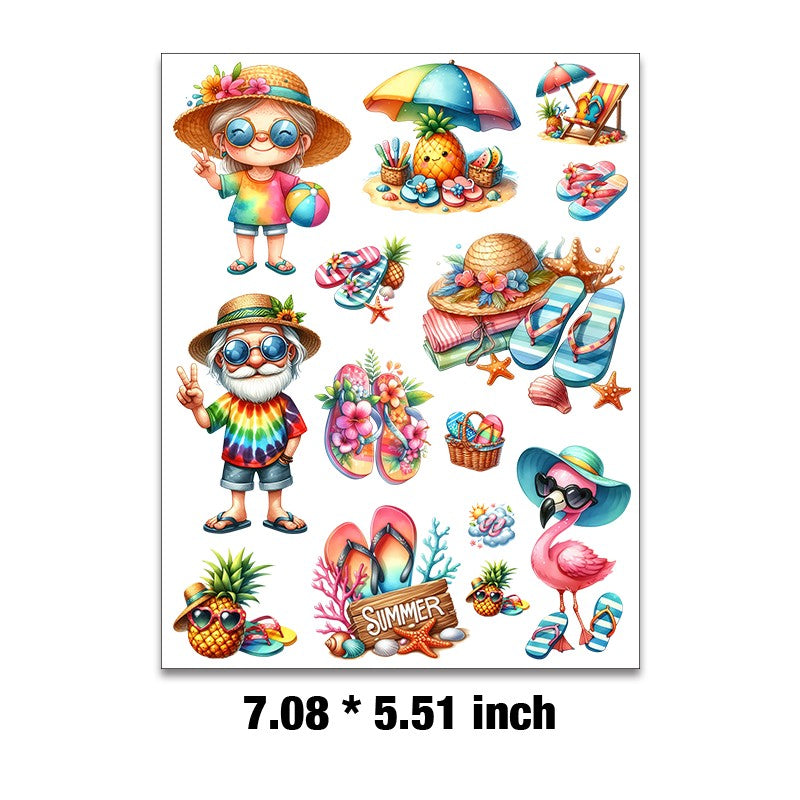 E-144- Summer beach collection Embossed sticker 1 Pcs