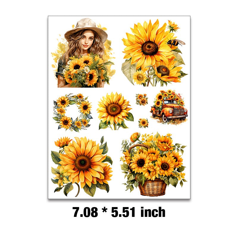 E-146- Sunflower collection Embossed sticker 1 Pcs