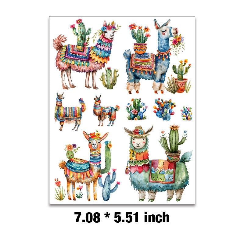 E-151- Llama collection Embossed sticker 1 Pcs