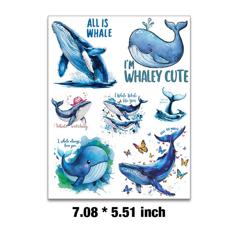 E-152- Whales Embossed sticker 1 Pcs