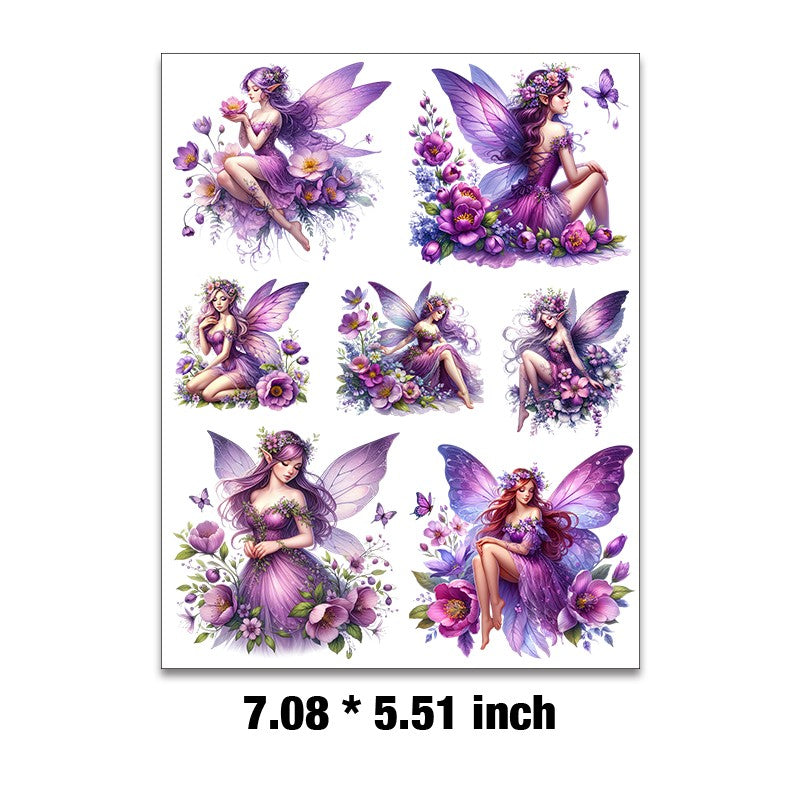E-155- Purple elf Embossed sticker 1 Pcs
