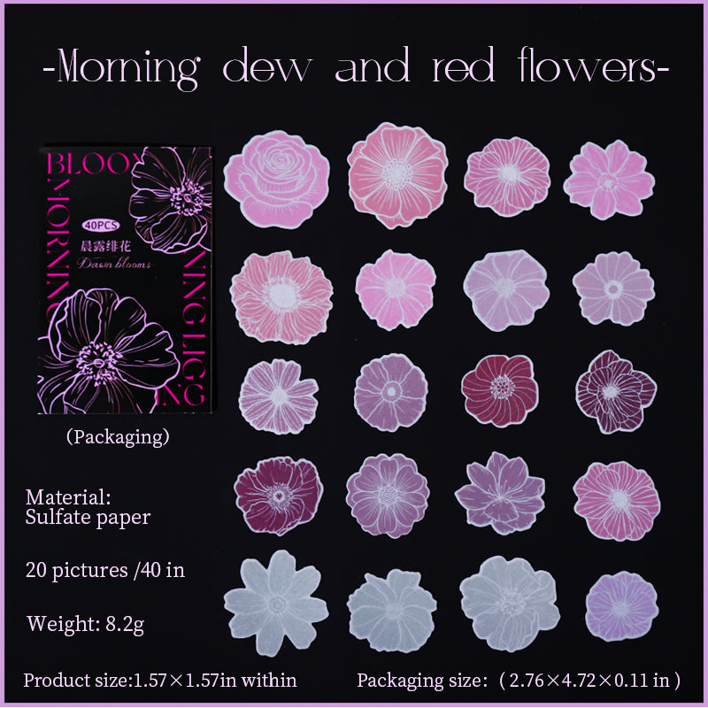 1027 Flowers vellum paper sticker -40Pcs each pack