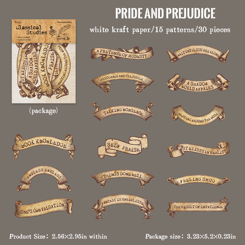 1202 Banner with quotes from famous works Solid sticker -30Pcs each pack