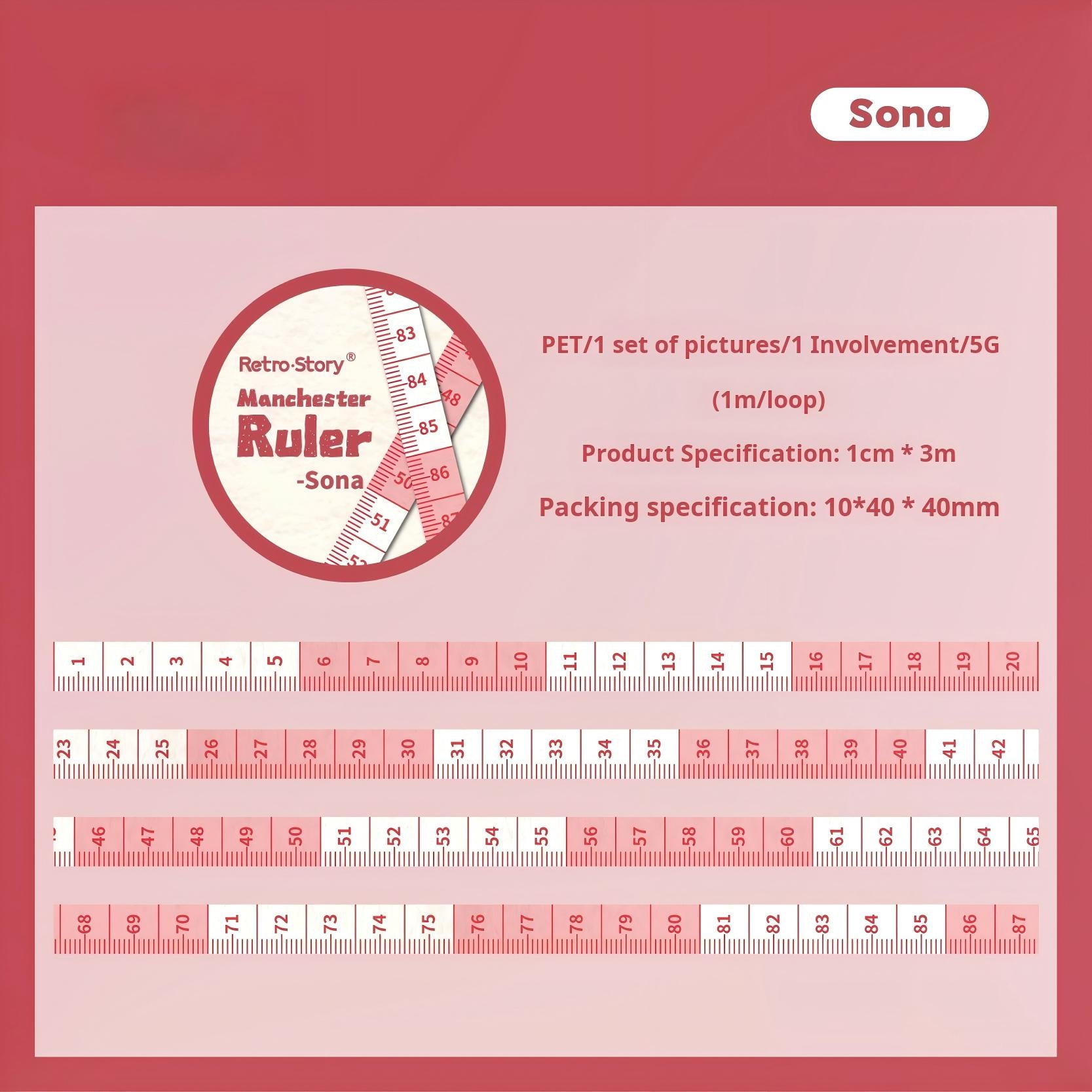 1112 Vintage ruler Washi Tape -1cm*3m