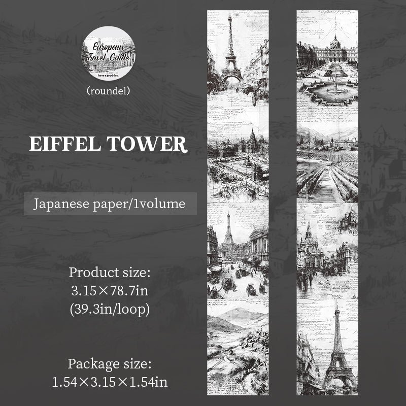 260120 European Travel Guide Washi Tape -8cm*2m