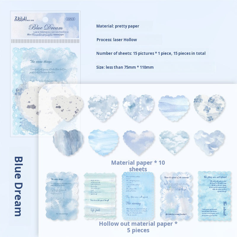 0520 Lace Dream Island Series die cut Paper -15Pcs each pack
