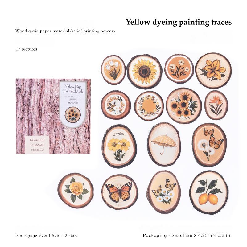 0827 Wood chip Sticker -15Pcs each pack