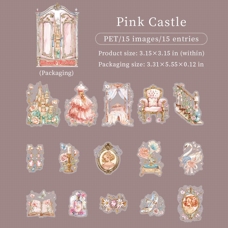 Princess Wardrobe PET Stickers -15Pcs each pack