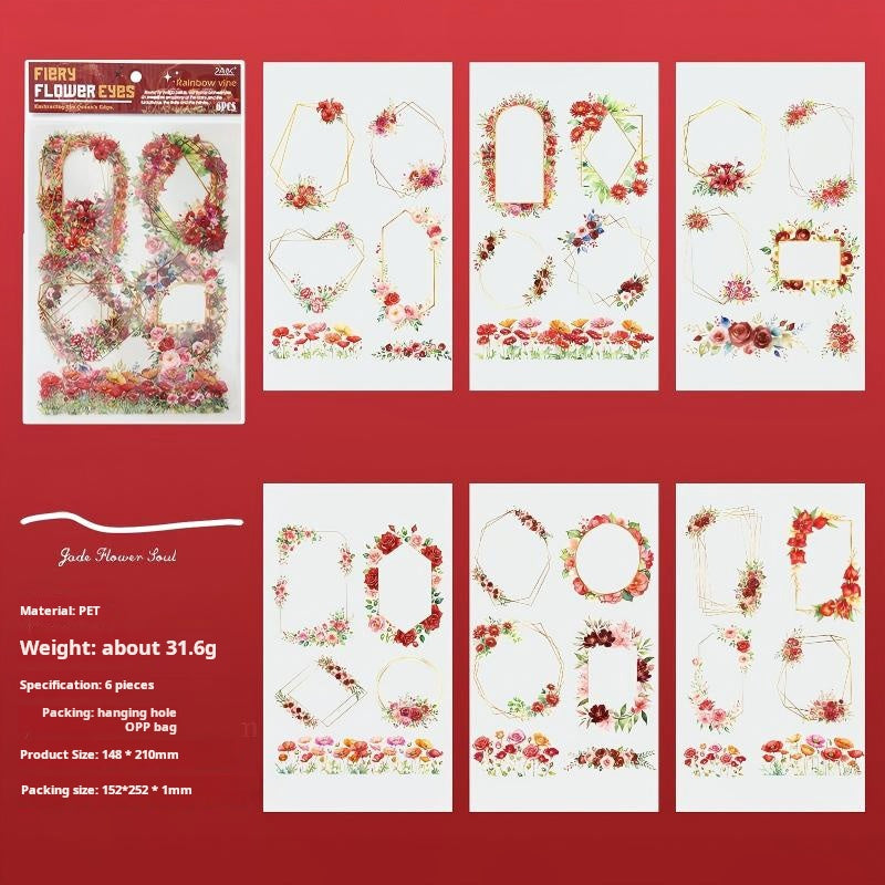 0925 Wreath PET Sticker -6Pcs each pack