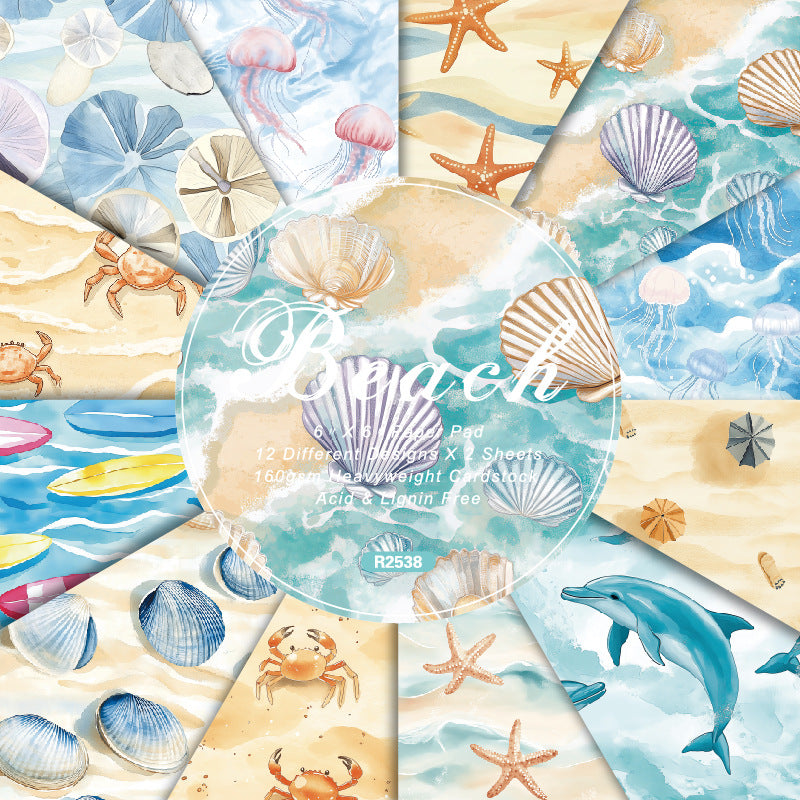 0508 Beach background paper R2538 -24Pcs each pack