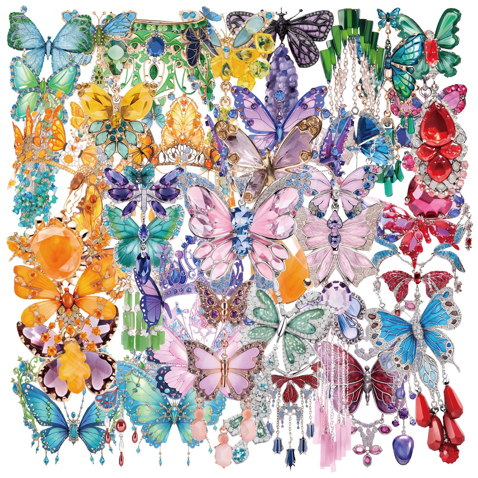 0719 50 Butterfly jewelry PET sticker