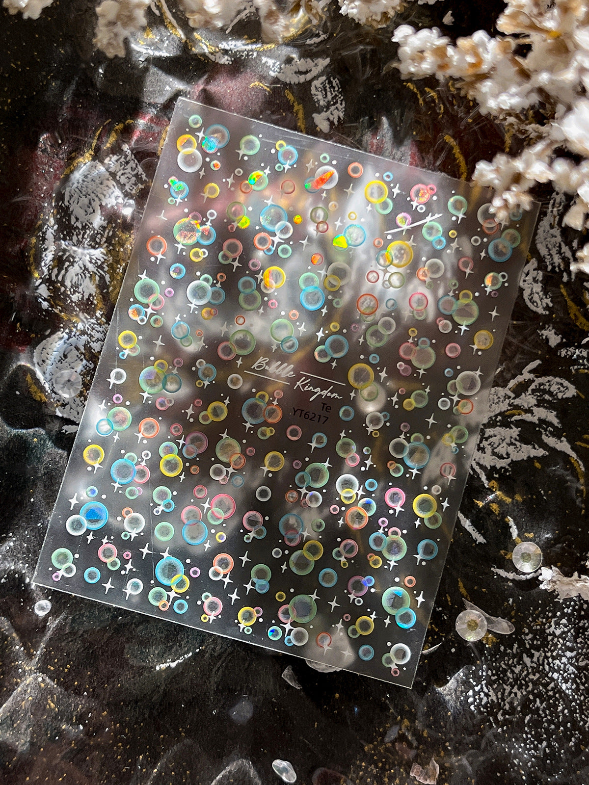 0704 M142- Colorful bubbles flat Mini sticker 1 Pcs