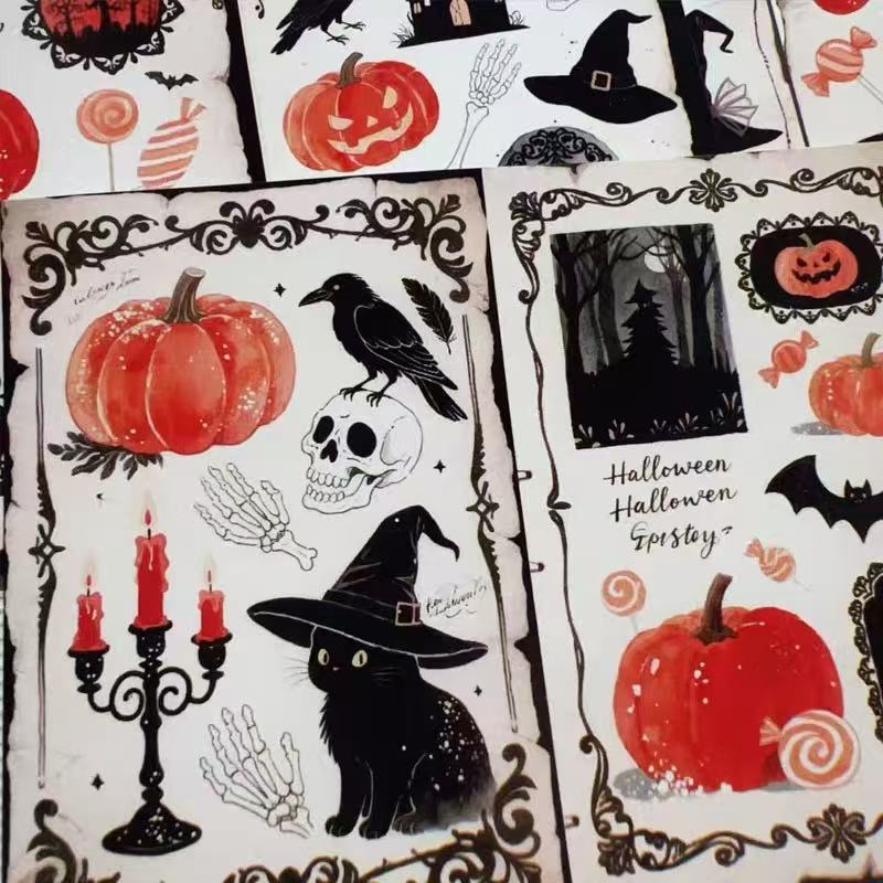 0922 A4 size Vintage Dark Halloween Style Paper 2 pcs