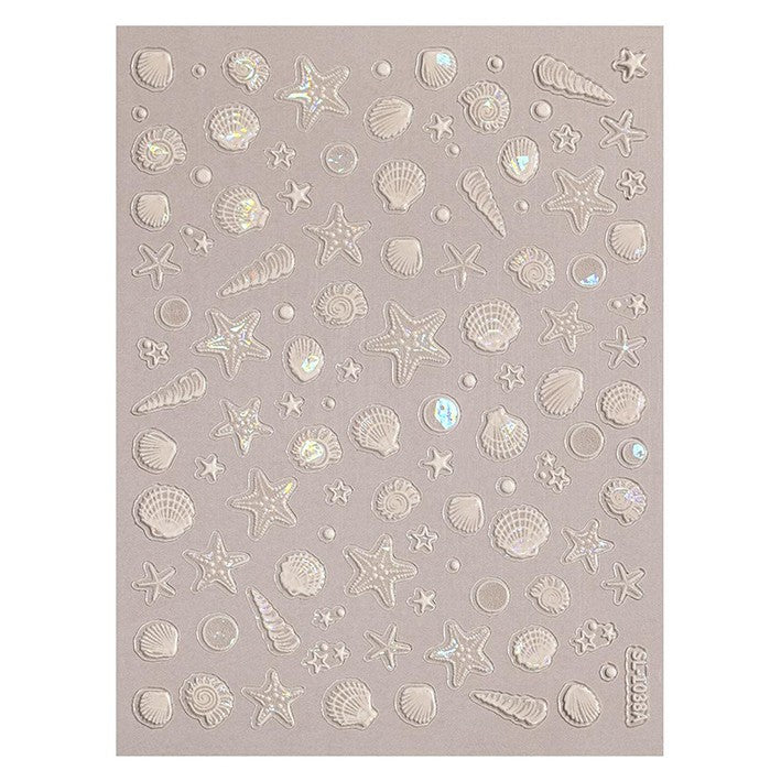 M-65- Shell and Starfish Embossed Mini sticker 1 Pcs