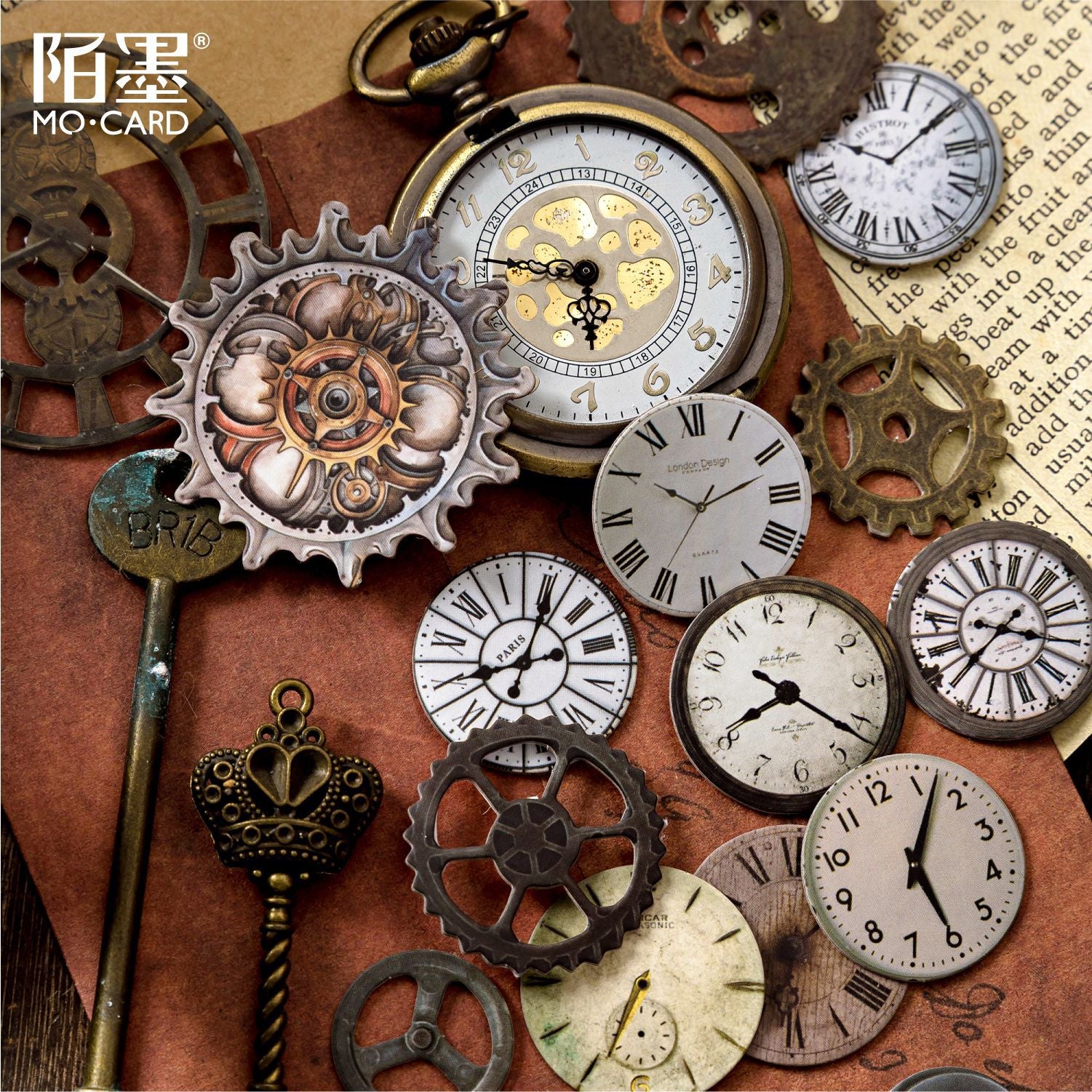 0331 Clock punk cardstock Sticker -2Pcs each pack
