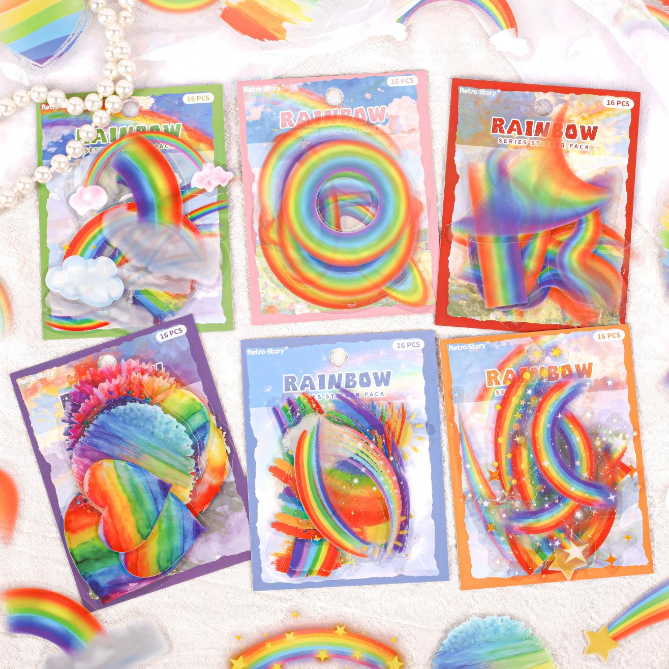 260402 Rainbow PET sticker -16Pcs each pack