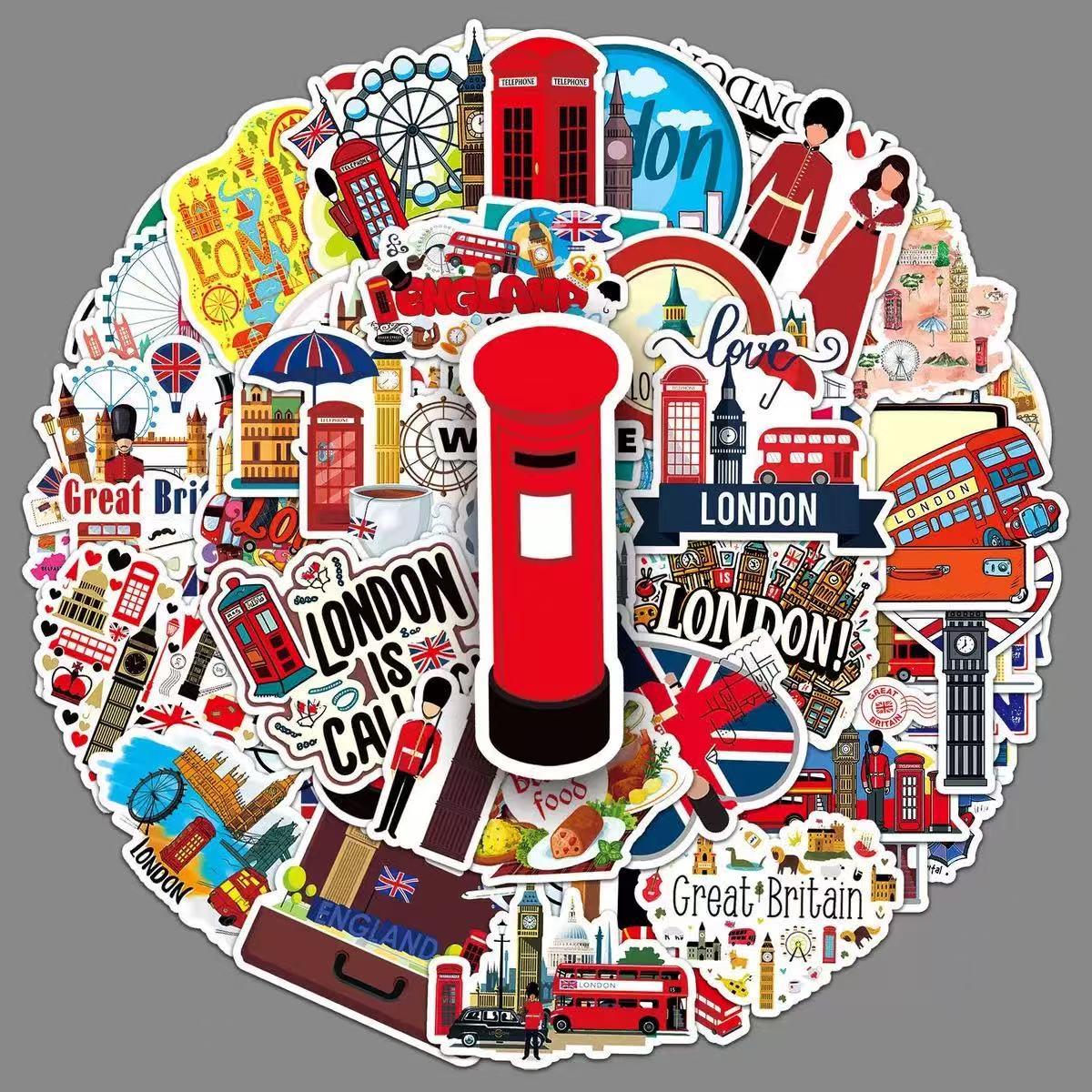 0609 50 London Stickers solid with white border