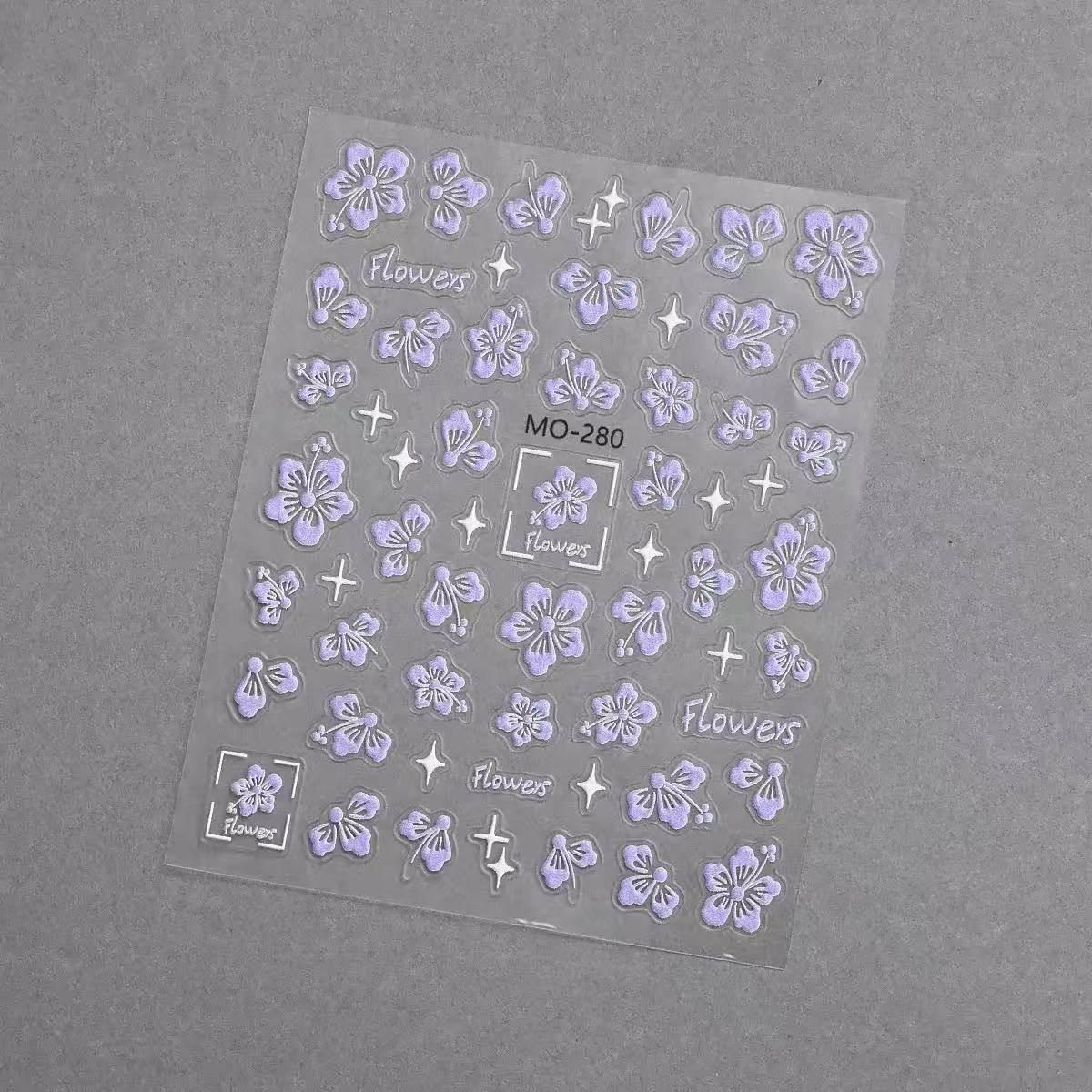 1124 M264- Light purple flower Embossed Mini sticker 1 Pcs