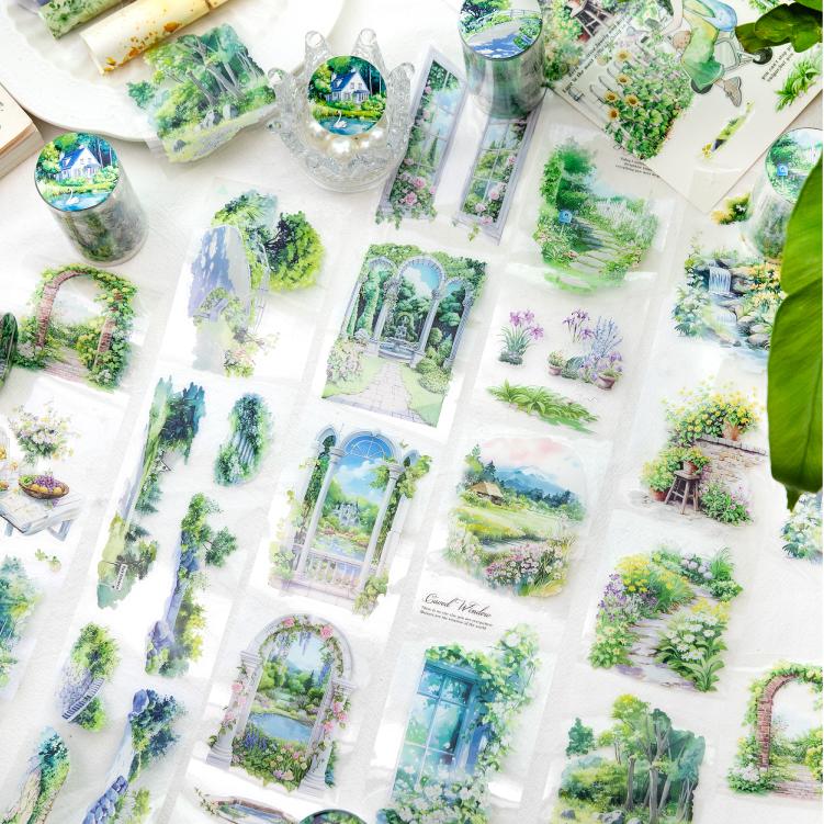 0315 Green Interlaced Season Series  PET tape-7cm*2m