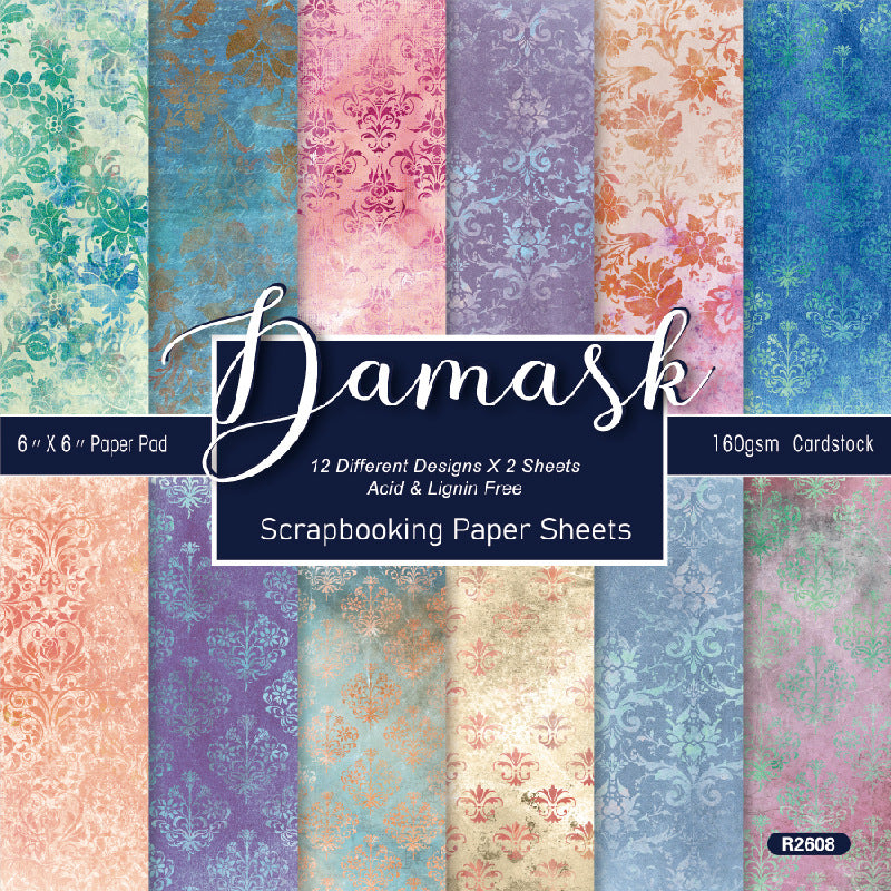 260411 Vintage Damask Background Paper R2608 -24Pcs each pack