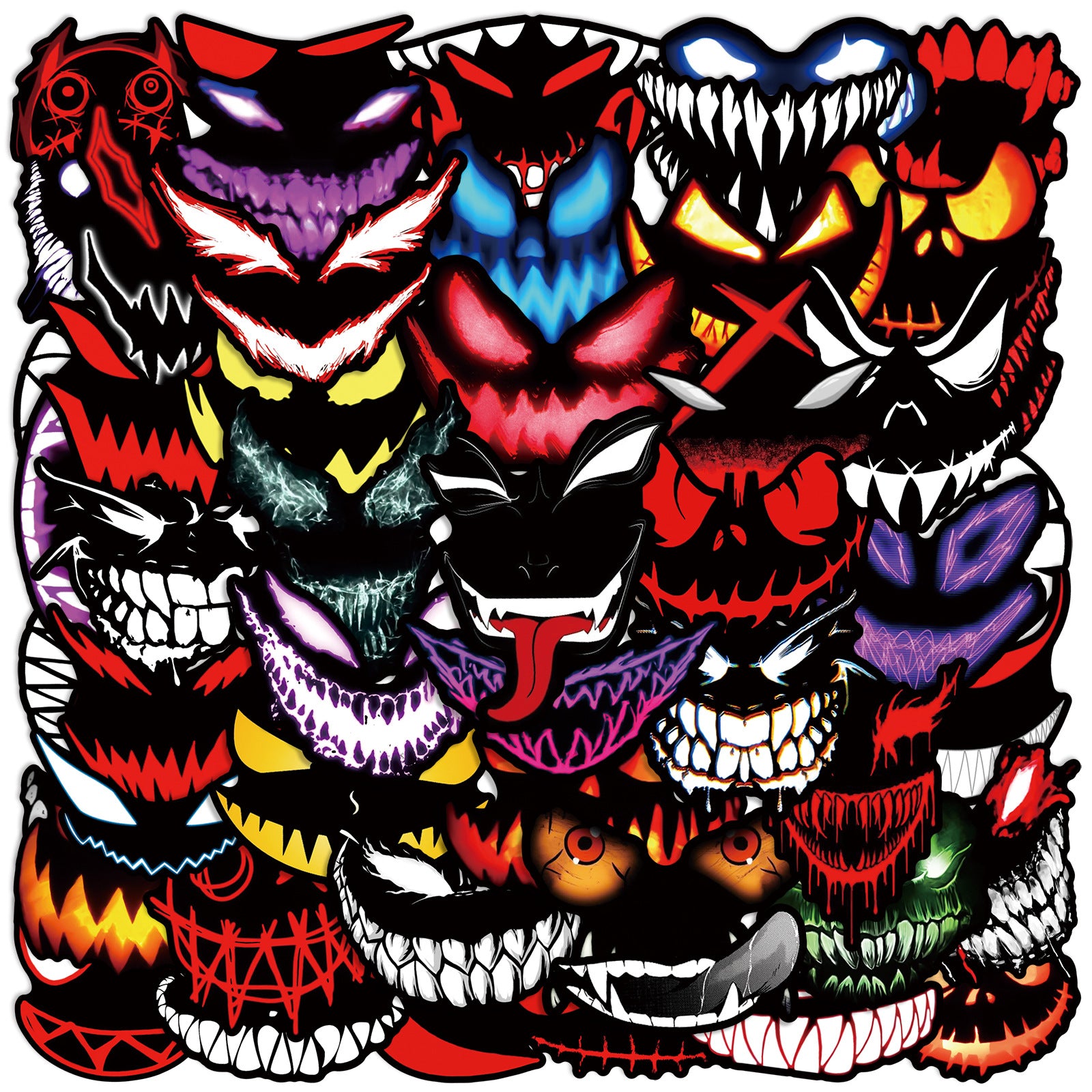0908 50 Devil face Stickers solid with black border