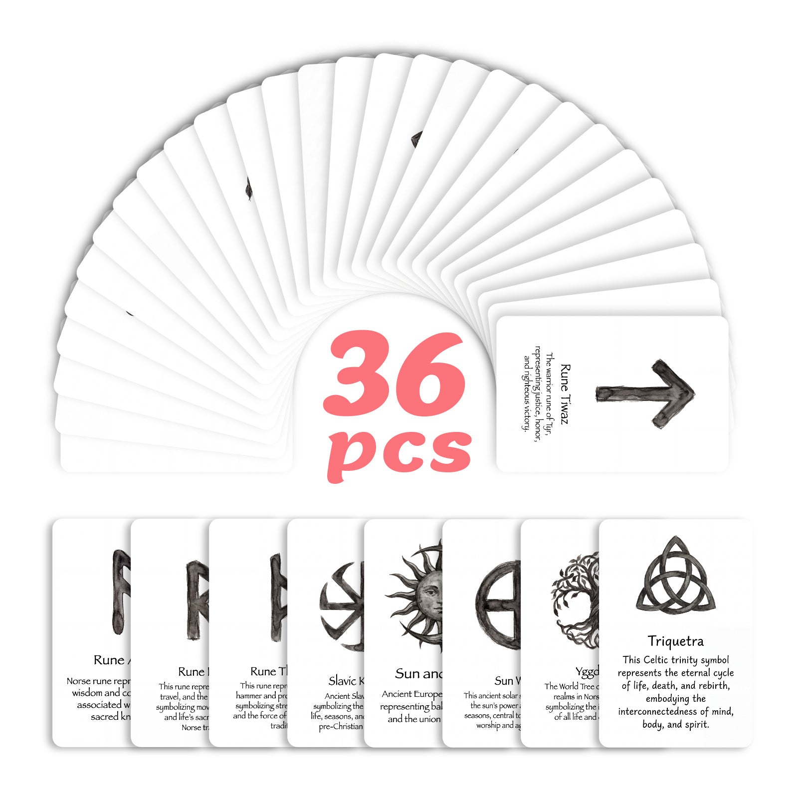 260526 Nordic and Celtic Mystic Symbols Cardstock 36pcs 2.36*3.5 inch